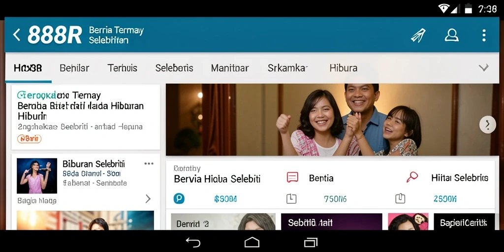 Antarmuka menarik dengan berita terkini tentang selebriti.