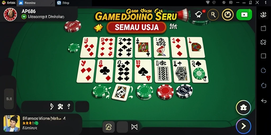 Screenshot antarmuka AP686 saat permainan domino berlangsung.