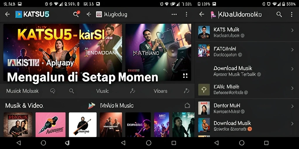 Antarmuka KATSU5 yang sederhana untuk pengunduhan musik.