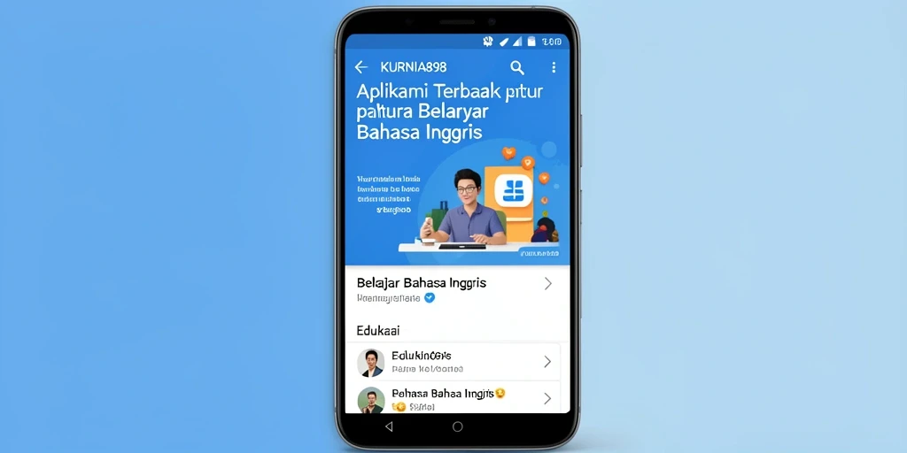 Tampilan antarmuka KURNIA898 yang menarik untuk belajar Bahasa Inggris.