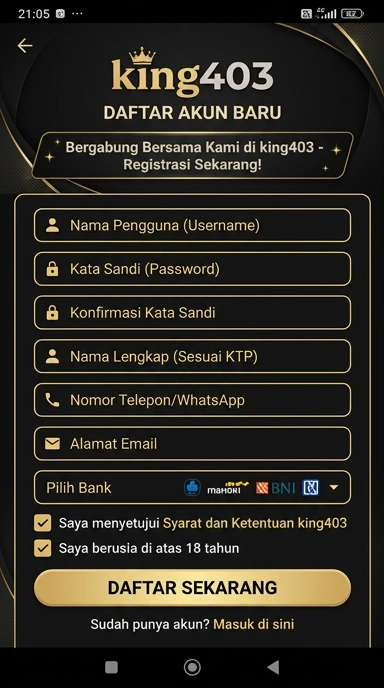 Buat Akun Baru king403 dengan Mudah di Android